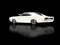 Awesome vintage white muscle car on black background