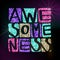 Awesomeness word in shiny various color glitter. Hand drawn creative calligraphy and brush pen lettering, design for