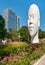 The Awilda biggest Head sculpture of Spanish sculptor Jaume Plensa at the Millennium Park in Chicago.