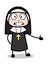 Awkward - Cartoon Nun Lady Vector Illustration