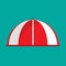 Awning red stripe grocery vector icon. Vintage boutique market front canopy. Flat facade sunshade roof parasol