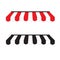 Awning on white background. outdoor awnings sign. striped red and white sunshade for shops. Black and white Striped awning logo.