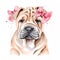 Aww-Worthy Alert! This Shar Pei Puppy Stock Photo Featuring a Pastel Headband Bandana and Watercolor Magic Will Melt Your Heart
