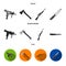 Ax, automatic, sniper rifle, combat knife. Weapons set collection icons in black, flat, monochrome style vector symbol