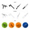 Ax, automatic, sniper rifle, combat knife. Weapons set collection icons in black,flat,outline style vector symbol stock