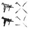 Ax, automatic, sniper rifle, combat knife. Weapons set collection icons in black,monochrome style vector symbol stock
