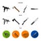 Ax, automatic, sniper rifle, combat knife. Weapons set collection icons in cartoon,black,flat style vector symbol stock