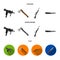 Ax, automatic, sniper rifle, combat knife. Weapons set collection icons in cartoon,flat,monochrome style vector symbol