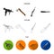 Ax, automatic, sniper rifle, combat knife. Weapons set collection icons in cartoon,outline,flat style vector symbol