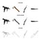 Ax, automatic, sniper rifle, combat knife. Weapons set collection icons in cartoon,outline,monochrome style vector