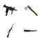 Ax, automatic, sniper rifle, combat knife. Weapons set collection icons in cartoon style vector symbol stock
