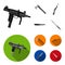 Ax, automatic, sniper rifle, combat knife. Weapons set collection icons in monochrome,flat style vector symbol stock