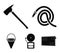 Ax fireman, hose, siren, bucket.Fire department set collection icons in black style vector symbol stock illustration web