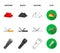 Ax, first-aid kit, tourist tent, folding knife. Camping set collection icons in cartoon,black,outline,flat style vector