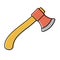 ax with wooden handle. hand locksmith tools. vector icon in flat style