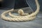 Axe or hatchet tool cutting jute rope