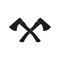 Axe icon. Crossed axes logo. Lumberjack or firefighter tool. Vector illustration