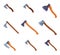 Axe with Steel Head or Blade and Wooden Handle Vector Set