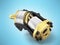Axial piston hydraulic motor 3d render on blue background