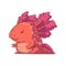 Axolotl, isolated vector illustration. Cute cartoon picture of lovely baby axolotl sitting. Drawn amphibian sticker