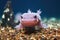 an axolotl partially submerged, resting on aquarium gravel