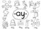 Ay digraph spelling rule black and white educational poster for kids