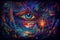 Ayahuasca experience, spiritual psychedelic hallucinations surreal illustration. Generative AI
