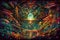 Ayahuasca experience, spiritual psychedelic hallucinations surreal illustration. Generative AI