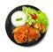 Ayam Geprek Indonesian Food crispy fried chicken with hot and spicy sambal Chili Sauce