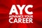 AYC - Advance Your Career acronym, business concept background