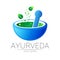 Ayurvedic Creative vector logotype or symbol. Mortar and pestle concept for business, medicine, therapy, pharmacy