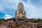 Ayutthaya / Thailand / August 8, 2020 : Wat Ratchaburana, Ancient Buddhist temple remains with elaborate carvings & a restored