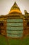 AYUTTHAYA, THAILAND, FEBRUARY, 08, 2018: Informative sign in a metallic structure in Prang at Wat Racha Burana, Ayudhya