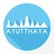 Ayutthaya Thailand Flat Icon Skyline Silhouette Design City Vector Art Round Logo.