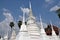 Ayutthaya, Thailand: White Chedis at Thai Temple