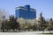 Azadlig avenue, Baku city, Azerbaijan - on March 29, 2017. City panorama of the hotel building `Hilton`