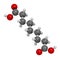 Azelaic acid (nonanedioic acid) molecule. Used in treatment of acne and rosacea. Atoms are represented as spheres with