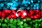 Azerbaijan abstract blurry bokeh flag. Christmas, New Year and National day concept flag