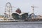 Azerbaijan, Baku - March 22, 2018; construction of the DENIZ MALL shopping center on the city`s waterfront. Modern shopping and bu