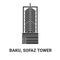 Azerbaijan, Baku, Sofaz Tower, travel landmark vector illustration