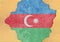 Azerbaijan flag abstract in facade structure big damaged grudge hole