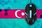 Azerbaijan flag and computer mouse. Concept of country representing e-sports team