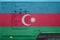 Azerbaijan flag depicted on side part of military armored truck closeup. Army forces conceptual background