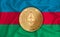 Azerbaijan flag  ethereum gold coin on flag background. The concept of blockchain  bitcoin  currency decentralization in the
