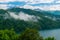 Azerbaijan, Goygol: Panoramic view landscape scenery on famous Lake