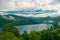 Azerbaijan, Goygol: Panoramic view landscape scenery on famous Lake