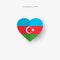 Azerbaijan heart shaped flag. Origami paper cut Azerbaijani national banner