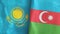 Azerbaijan and Kazakhstan two flags textile cloth 3D rendering