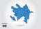 Azerbaijan map design with 3D style. Blue azerbaijan map and National flag. Simple vector map with contour, shape, outline, on