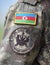 Azerbaijan patch flag on military uniform. Azerbaijan army. Azerbaijani troops